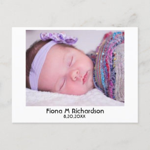 Minimalistisches neues Baby Foto Geburtskarte Ankündigungspostkarte