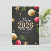 Minimalistisches neues Jahr 2026 Grußkarte | Urlau Einladung (Stehend Vorderseite)