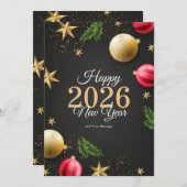 Minimalistisches neues Jahr 2026 Grußkarte | Urlau Einladung (Vorne/Hinten)