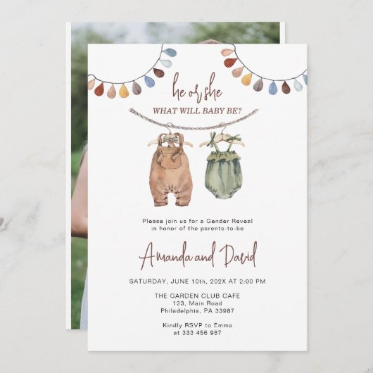 Minimalistisches neutrales Baby Save The Date (Vorne/Hinten)