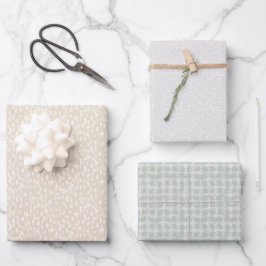Minimalistisches neutrales Beige Gray Sage Green A Geschenkpapier Set