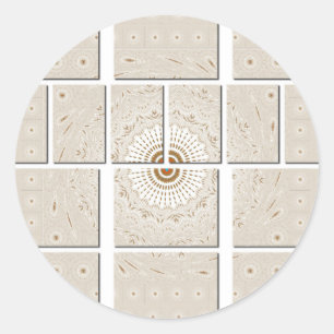 Minimalistisches neutrales geometrisches Beige Ton Runder Aufkleber