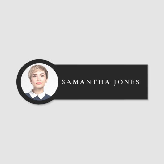 Minimalistisches neutrales Gold-Foto Namensschild (Vorderseite)