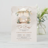 Minimalistisches neutrales Kinderzimmer mit tropis Einladung (Stehend Vorderseite)