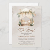 Minimalistisches neutrales Kinderzimmer mit tropis Einladung (Vorne/Hinten)