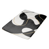 Minimalistisches neutrales Schwarzes Gold Abstrakt Badematte (Schrägansicht)