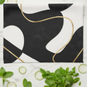 Minimalistisches neutrales Schwarzes Gold Abstrakt Geschirrtuch (Gefaltet)