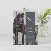 Minimalistisches neutrales Scrapbook 4 Foto Save The Date (Stehend Vorderseite)