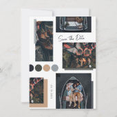 Minimalistisches neutrales Scrapbook 4 Foto Save The Date (Rückseite)