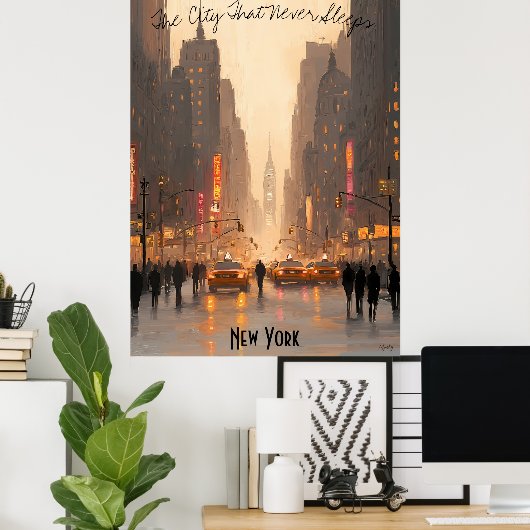 Minimalistisches New York Skyline Poster - Soft To (Heimbüro)