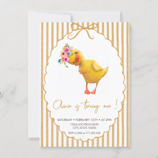 Minimalistisches Niedlich Duckling Geburtstag Einladung