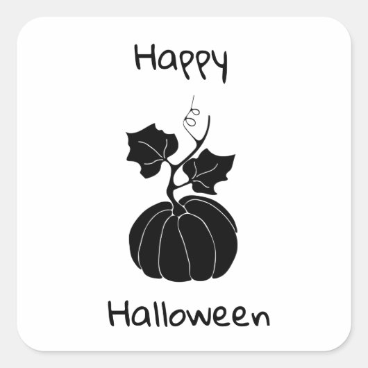 Minimalistisches Niedlich Happy Halloween Quadratischer Aufkleber (Vorderseite)