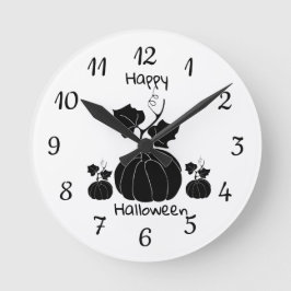 Minimalistisches Niedlich Happy Halloween Runde Wanduhr