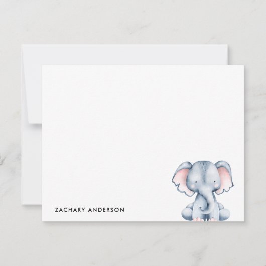 Minimalistisches Niedliches Baby Elephant Kinder P Mitteilungskarte (Vorderseite)