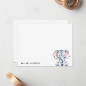 Minimalistisches Niedliches Baby Elephant Kinder P Mitteilungskarte (Vorderseite/Rückseite Beispiel)