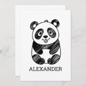 Minimalistisches Niedliches Panda in Schwarz und W Einladung (Vorne/Hinten)
