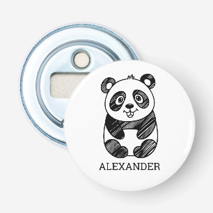 Minimalistisches Niedliches Panda in Schwarz und W Flaschenöffner