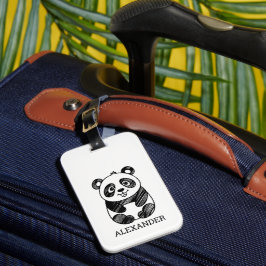 Minimalistisches Niedliches Panda in Schwarz und W Gepäckanhänger