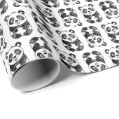 Minimalistisches Niedliches Panda in Schwarz und W Geschenkpapier (Rolleneckpunkt)
