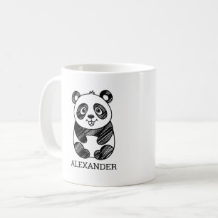 Minimalistisches Niedliches Panda in Schwarz und W Kaffeetasse