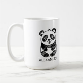 Minimalistisches Niedliches Panda in Schwarz und W Kaffeetasse