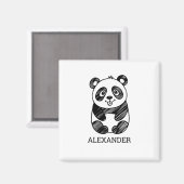Minimalistisches Niedliches Panda in Schwarz und W Magnet (Vorderseite/Rückseite)