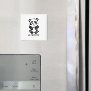 Minimalistisches Niedliches Panda in Schwarz und W Magnet