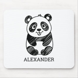 Minimalistisches Niedliches Panda in Schwarz und W Mousepad