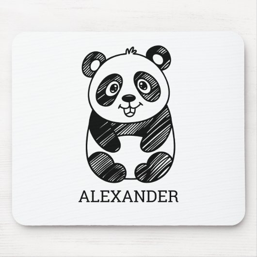 Minimalistisches Niedliches Panda in Schwarz und W Mousepad (Vorne)