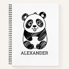 Minimalistisches Niedliches Panda in Schwarz und W Notizblock