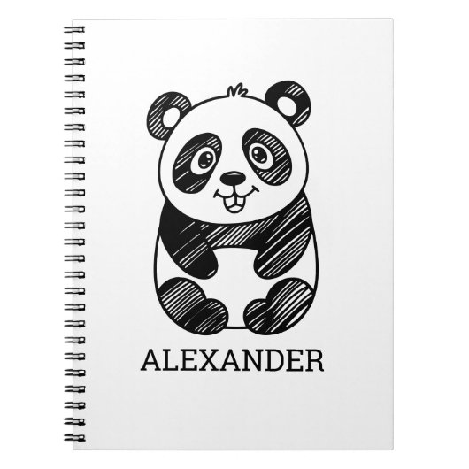 Minimalistisches Niedliches Panda in Schwarz und W Notizblock (Vorderseite)