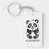 Minimalistisches Niedliches Panda in Schwarz und W Schlüsselanhänger (Vorderseite)