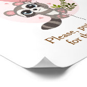 Minimalistisches Niedliches Raccoon Baby Duschdusc Poster (Ecke)