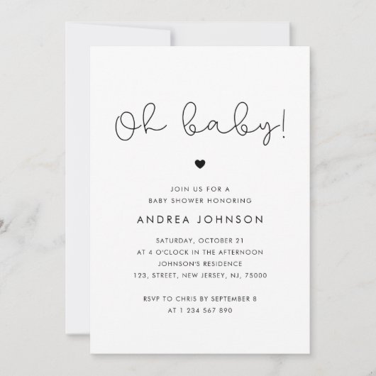 Minimalistisches Niedliches Script QR Code Foto Ba Einladung (Vorderseite)