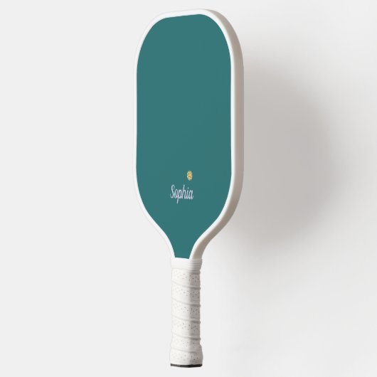 Minimalistisches Nordsee-Grünes Weißes Monogramm Pickleball Schläger (Links)