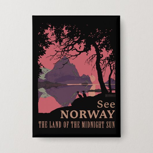 Minimalistisches Norwegen-Sonnenuntergangs-Poster Button (Vorderseite)