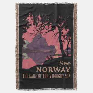 Minimalistisches Norwegen-Sonnenuntergangs-Poster Decke