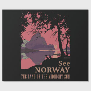 Minimalistisches Norwegen-Sonnenuntergangs-Poster  Geschenkpapier