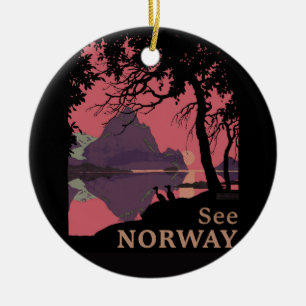 Minimalistisches Norwegen-Sonnenuntergangs-Poster  Keramik Ornament