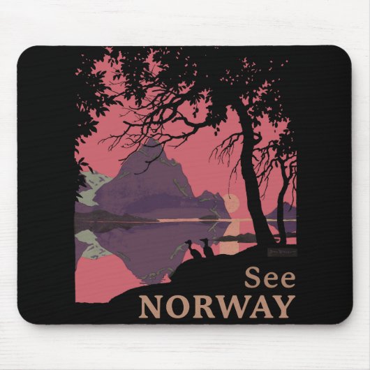 Minimalistisches Norwegen-Sonnenuntergangs-Poster  Mousepad (Vorne)