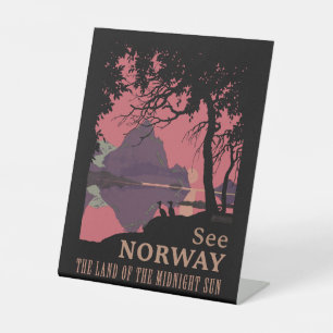 Minimalistisches Norwegen-Sonnenuntergangs-Poster  Sockelschild