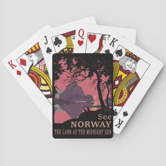 Minimalistisches Norwegen-Sonnenuntergangs-Poster  Spielkarten (Rückseite)