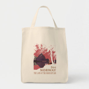 Minimalistisches Norwegen-Sonnenuntergangs-Poster  Tragetasche
