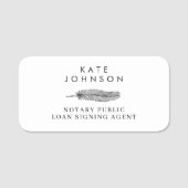 Minimalistisches Notarsignierungs-Agent-Feather Qu Namensschild (Vorderseite)