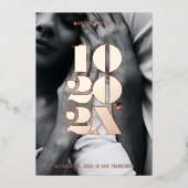 Minimalistisches numerisches Datum Save the Date R Folieneinladung (Vorderseite)