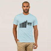 Minimalistisches NYC-Barcode-Skyline-Design T-Shirt (Vorne ganz)