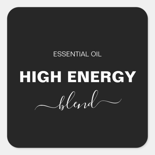 Minimalistisches Öl Blend Black Roller Flasche Quadratischer Aufkleber (Vorderseite)