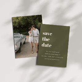 Minimalistisches Olive Fall Retro Simple Wedding F Save The Date