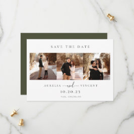 Minimalistisches Olive Green Wedding Foto Save The Date