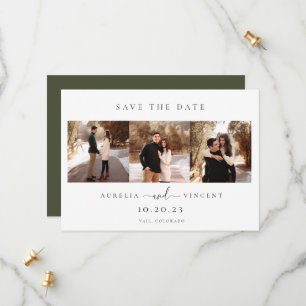 Minimalistisches Olive Green Wedding Foto Save The Date